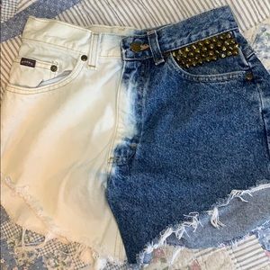 Two Toned Studded High-Waisted Shorts